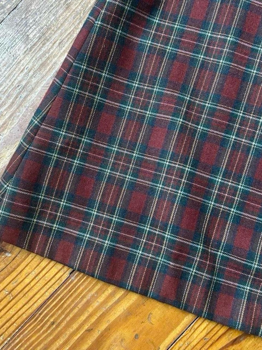 Vintage Lady Thompson Red and Green Plaid A-Line Midi Skirt - Picture 2 of 7